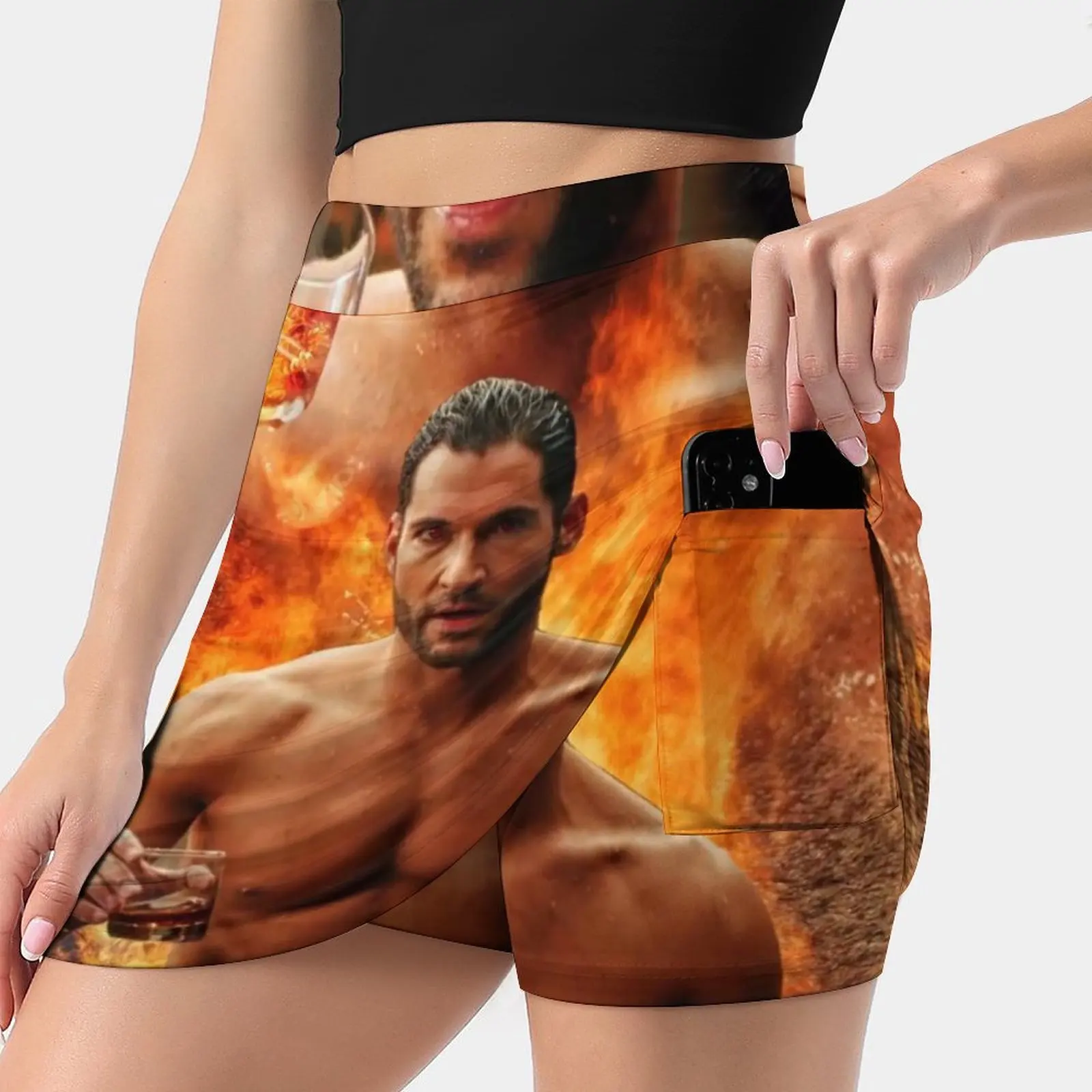 Tom Ellis-Lucifer Is Risen Women's skirt Mini Skirts A Line Skirt With Hide Pocket Lucifer Tom Ellis Sexy Pool Shirtless