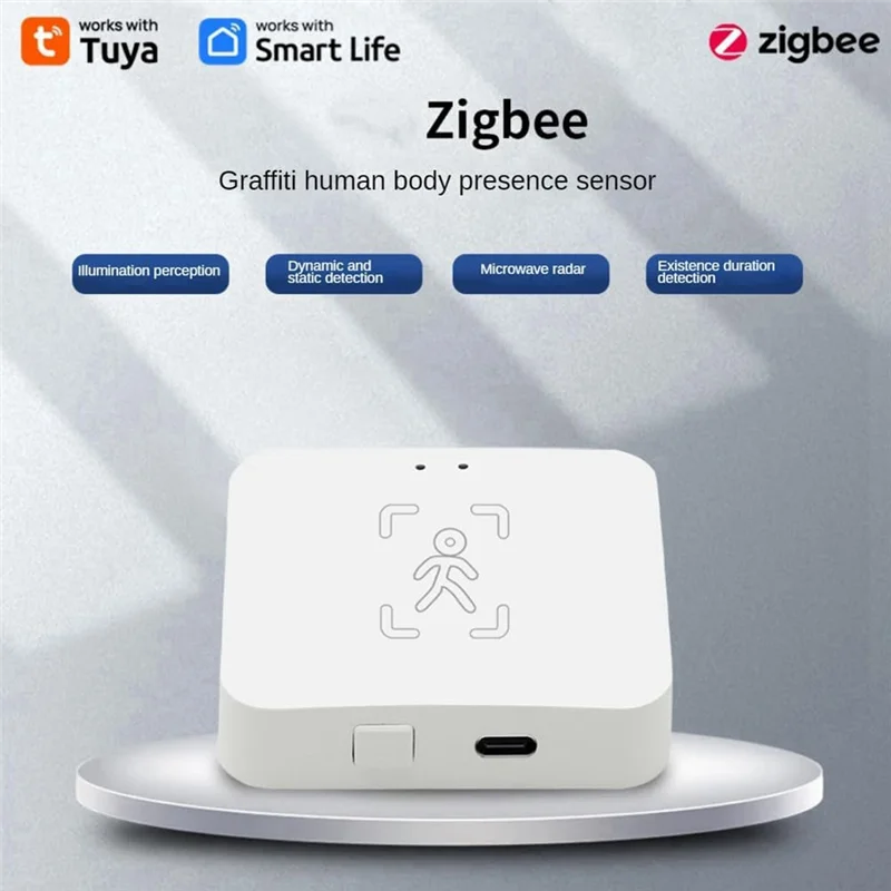 ABVJ-Tuya Zigbee детектор присутствия человека с держателем умный PIR датчик человеческого тела радар микроволновый датчик движения + Zigbee Hub