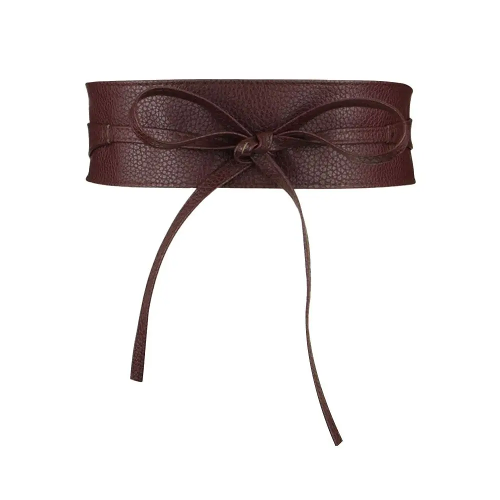 Luxury Bowknot Slim Fit Wide Waist Band Corset Waistband Ladies Dress Cummerbands Leather Belt