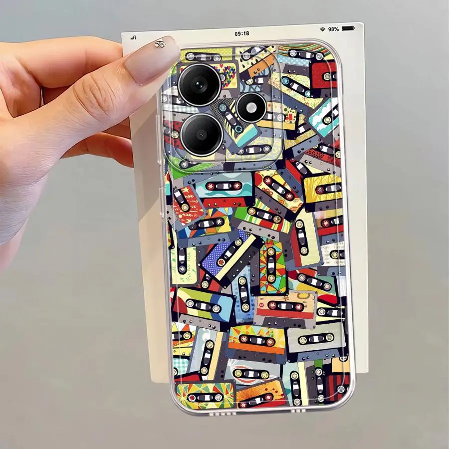 Casing Handphone Motif Lucky Tape Lembut untuk Xiaomi Redmi Note A4 13C 11S 12 9 9S 11 14 Pro Plus 13 14C 12S 10S