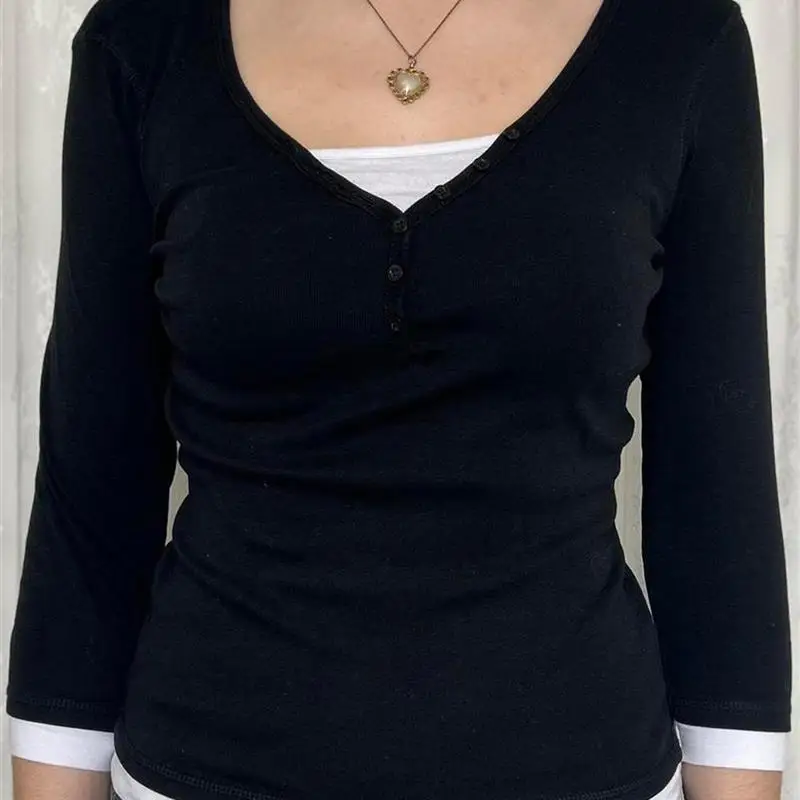 

Женская повседневная цветная футболка с длинным свеком, удобный однотонный топ, весна 2024, модный тренд, обычный крой све