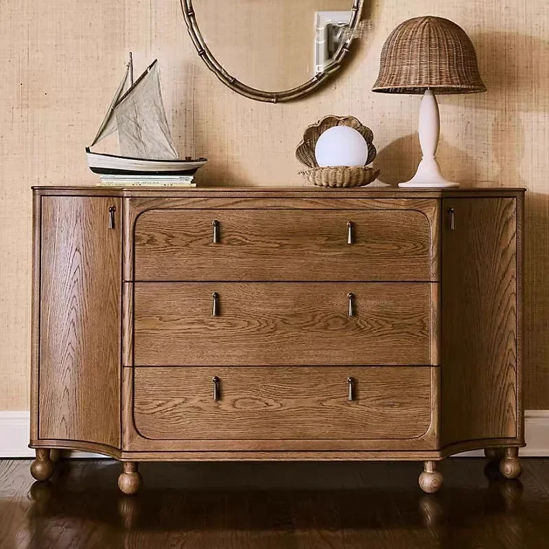 

LJYMedieval simple solid wood living room locker, French retro bedroom storage cabinet