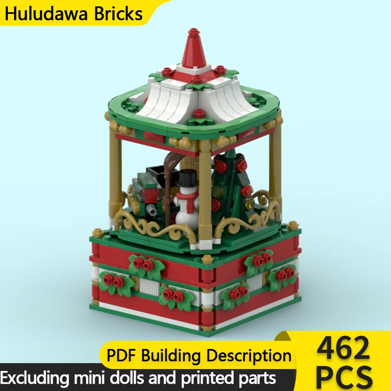 

Модель City Street View MOC, строительные кирпичи, карусель на Рождество, модульная технология, детские праздничные подарки, сборные игрушки, костюм