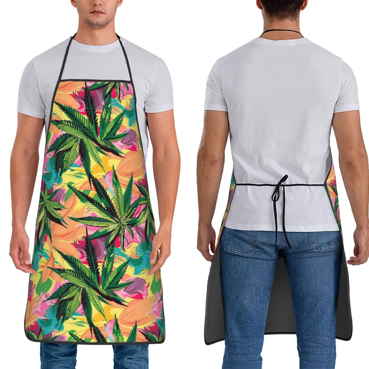 Marijuana Cannabis Weed Plants Aprons Chef Cuisine Tablier Sleeveless Bib Kitchen Cleaning Pinafore for Women Men Gardening