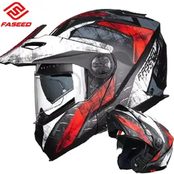 FASEED Flip Up Motorcycle Helmet DOT ECE Certification Double Len Off-road Helmet Cascos Para Moto Capacete Men Casco Moto