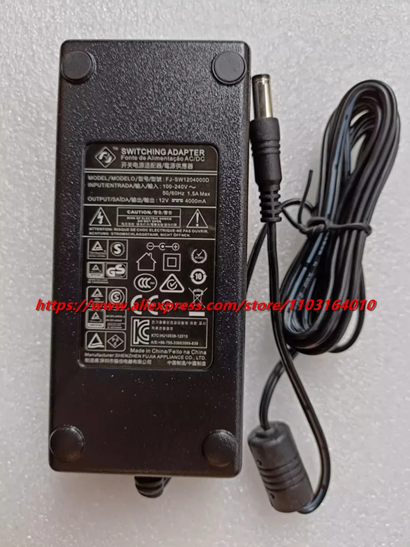 Genuine Shenzhen FUJIA FJ-SW1204000D Switching Power Adapter Charger 12V 4000MA 4A 5.5*2.1mm Tip