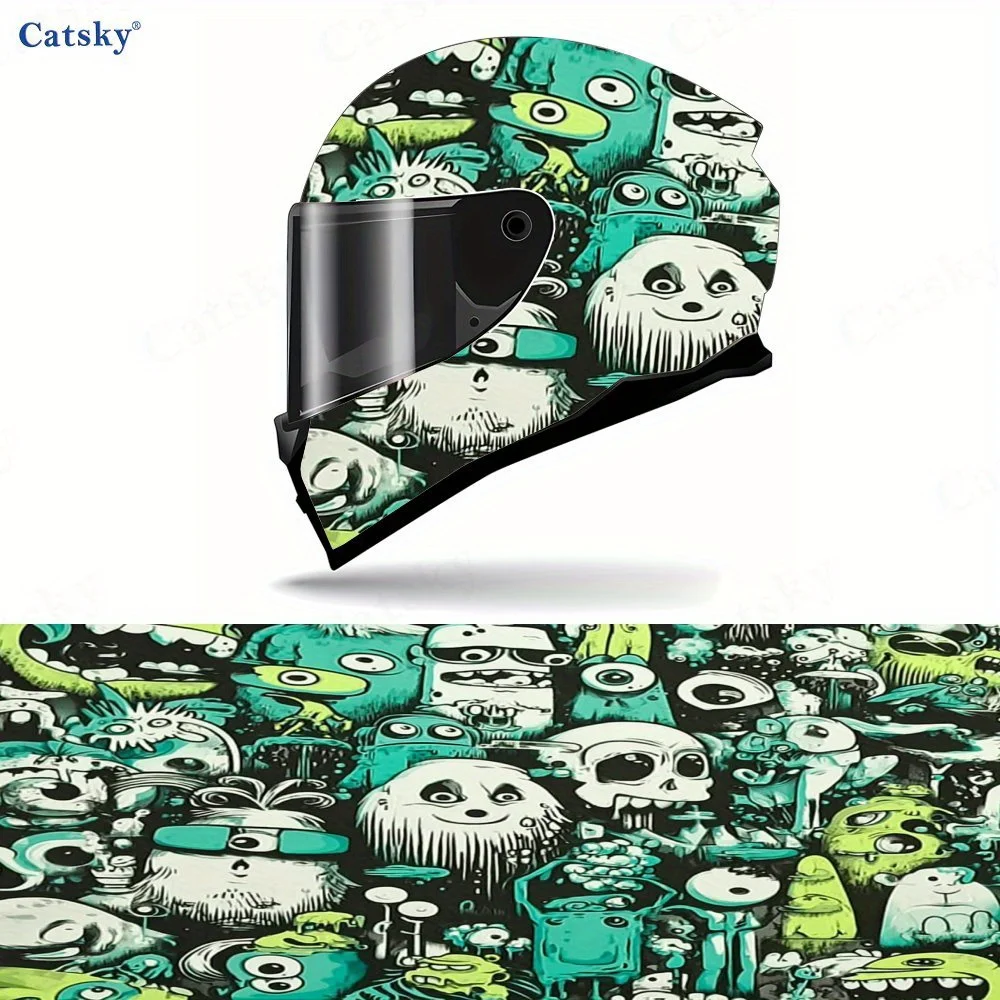 

Strange graffiti PVC material self-adhesive waterproof motorcycle helmet sticker, paste firmly and do not fall, waterproof and w