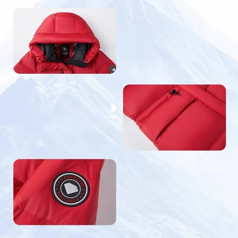 체리콤 여성용 롱 다운 재킷 2025 겨울 후드 지퍼 프론트 클로저 유틸리티 스타일 캐주얼 다용도 아우터웨어 Y309091Y