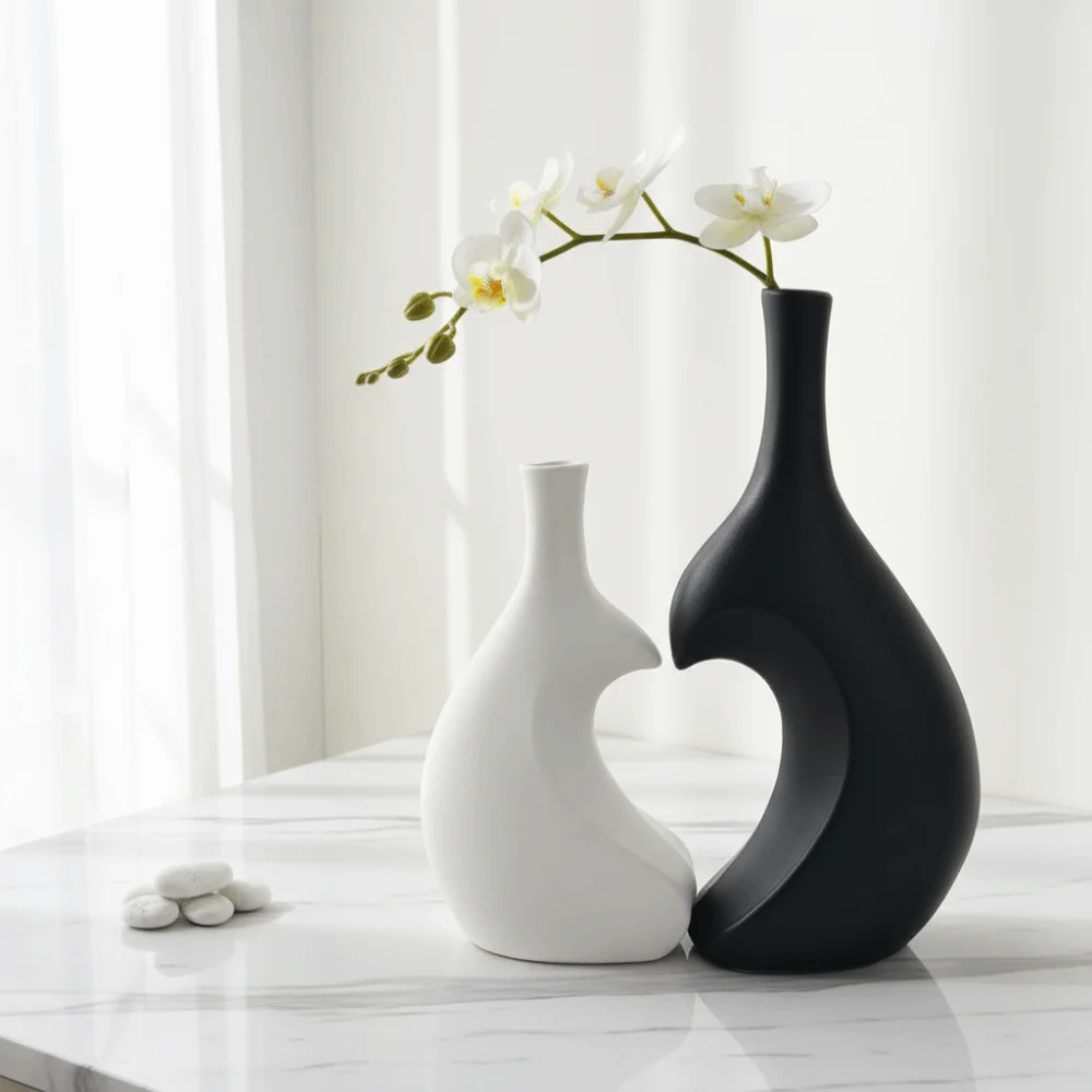 Ein Set Moderne Herzförmige Keramikvase Elegante Hochwertige Vase mit Unregelmäßiger Form Tischdekoration Einfarbige Blumenarrangement-Vase
