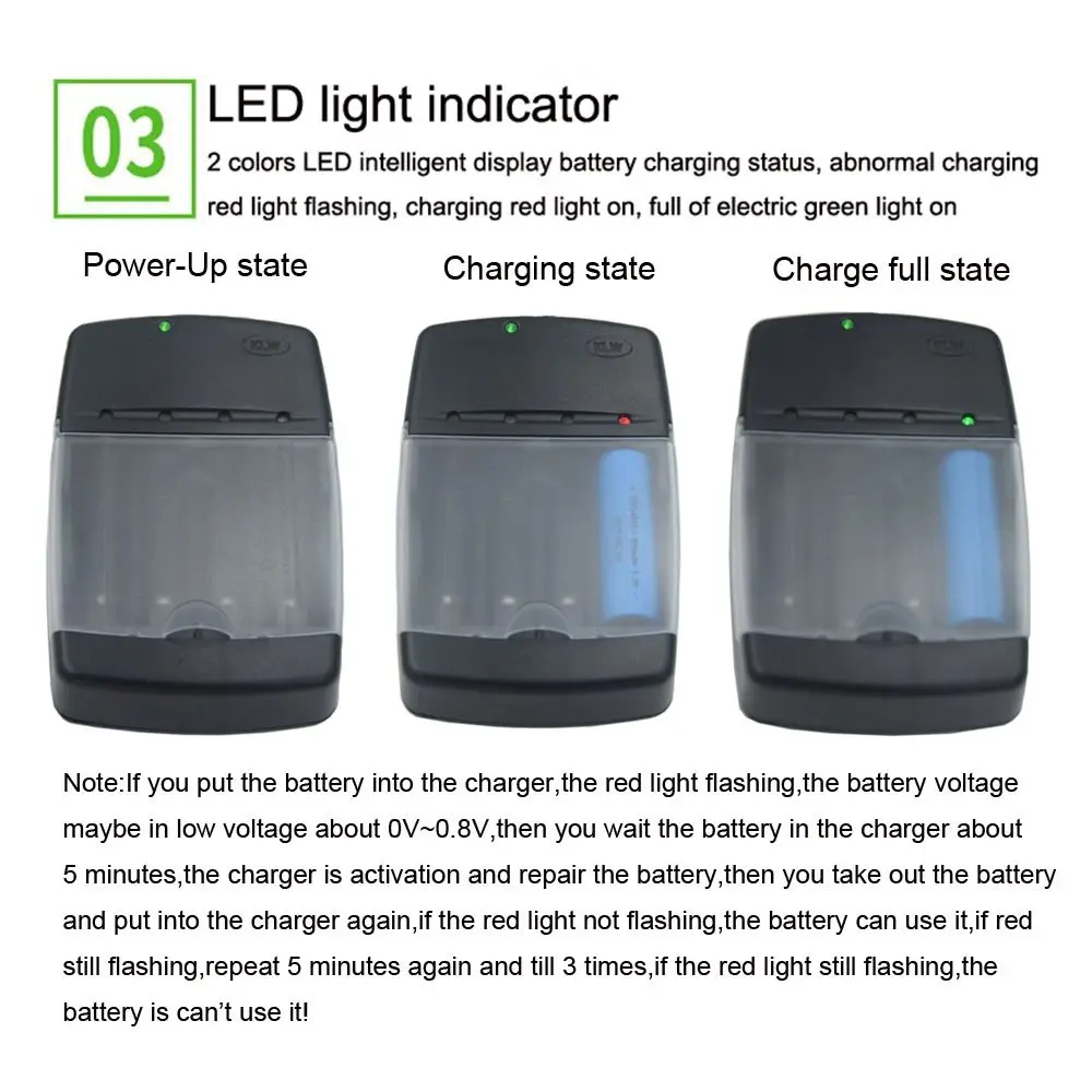 Adaptador de base de carga rápida, cargador de batería inteligente con 4 ranuras para batería recargable, batería alcalina AA AAA de 1,5 V