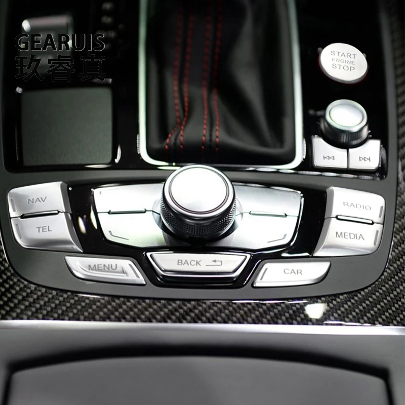 Car Electronic Handbrake Engine Start Stop Central control Gear Switch button Sticker For Audi RS6 RS7 S6 S7 C7 2012-2018 A6 A7