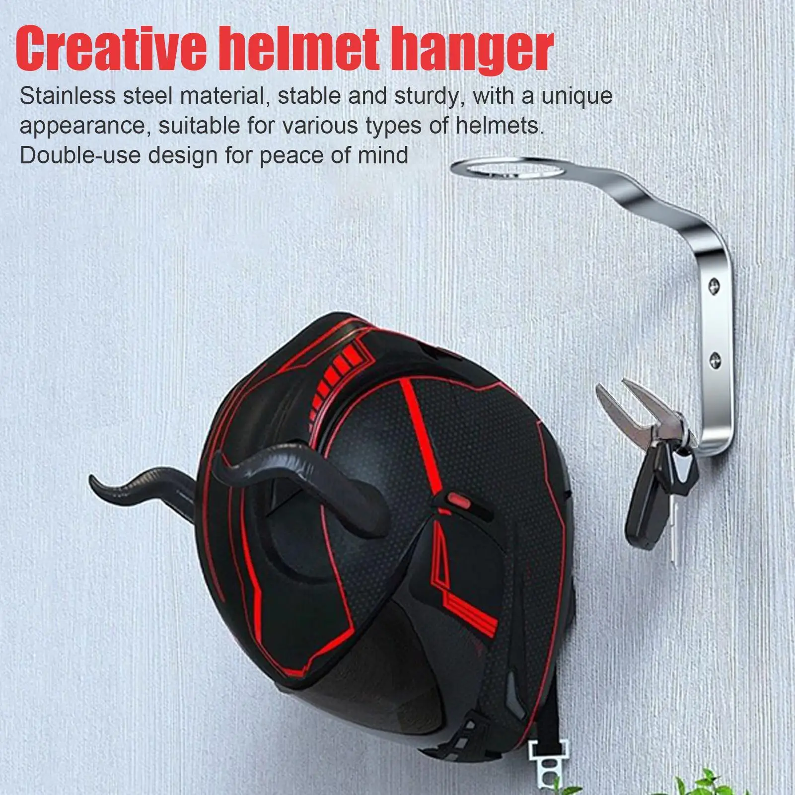 Motorcycle Helmet Hanger No Drill Hat Hook Wall Mounted Adhesive Helmet Storage Hook For Garage Living Room For Keys Hats Gloves