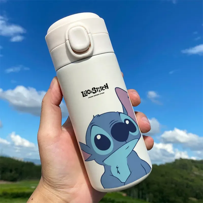 Disney Stitch Vacuum Cup Cute Student Cartoon Water Bottle Stitch Thermos Cup Straight Drink Cup 300ml 450ml