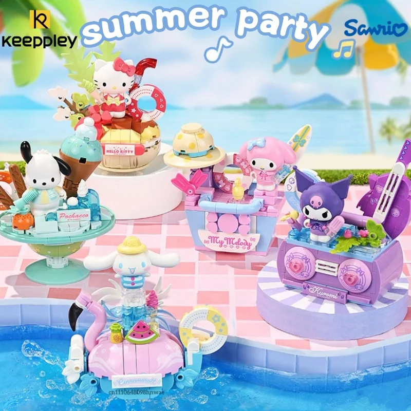 

Keeppley Sanrio Family Series Building Blocks Summer Party Cinnamoroll Kuromi My Melody Assembled Model Ornaments Gift