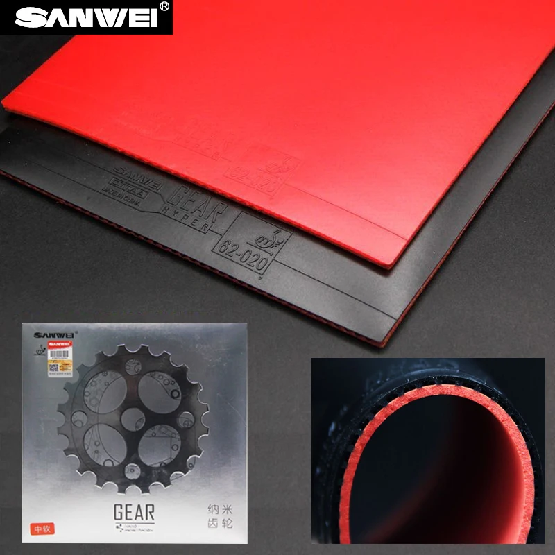 SANWEI GEAR HYPER Table Tennis Rubber Sheet Pips-in Non-sticky Ping Pong Rubber with Pre-tuned Medium Cake Sponge ITTF Approved