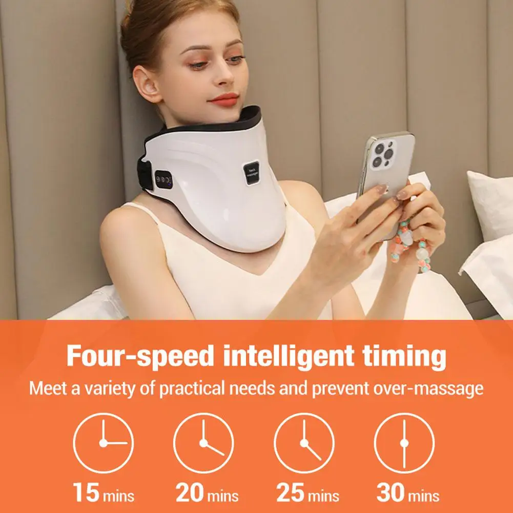 

White Neck Massager Smart Electric Hot Compress Neck Traction Device Neck Curve Restorer Stretcher For Muscle Relieve Verte S2K9