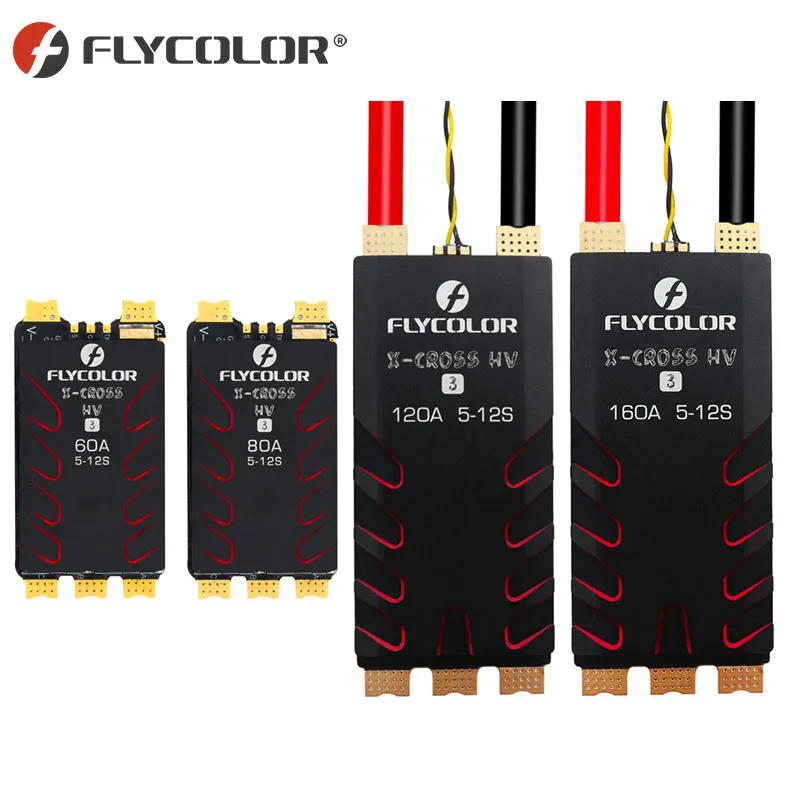 

FLYCOLOR X-CROSS HV3 60A/80A/120A/160A ESC 5-12S BLHeli-32 Dshot Proshot 64 МГц 32-битный регулятор скорости для RC FPV Racing Drone