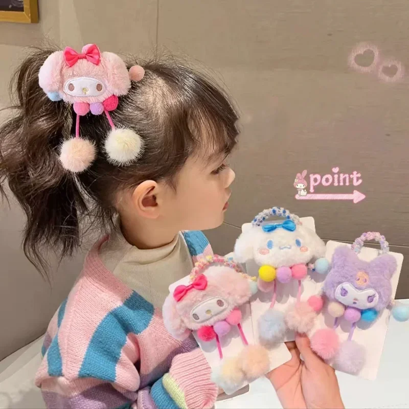 

Sanrio аниме «Hello Kitty», эластичные ленты для волос, милые мультяшные модные аксессуары для волос Kuromi для девочек, украшения, резинка для волос, каваи, подарки