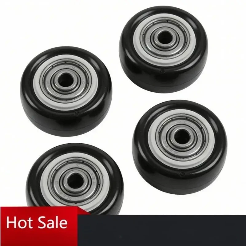 4Pcs For Trolley Furniture Cart 1.5/2Inch Rubber Single Wheel Caster, Black Swivel Replacement Rollers