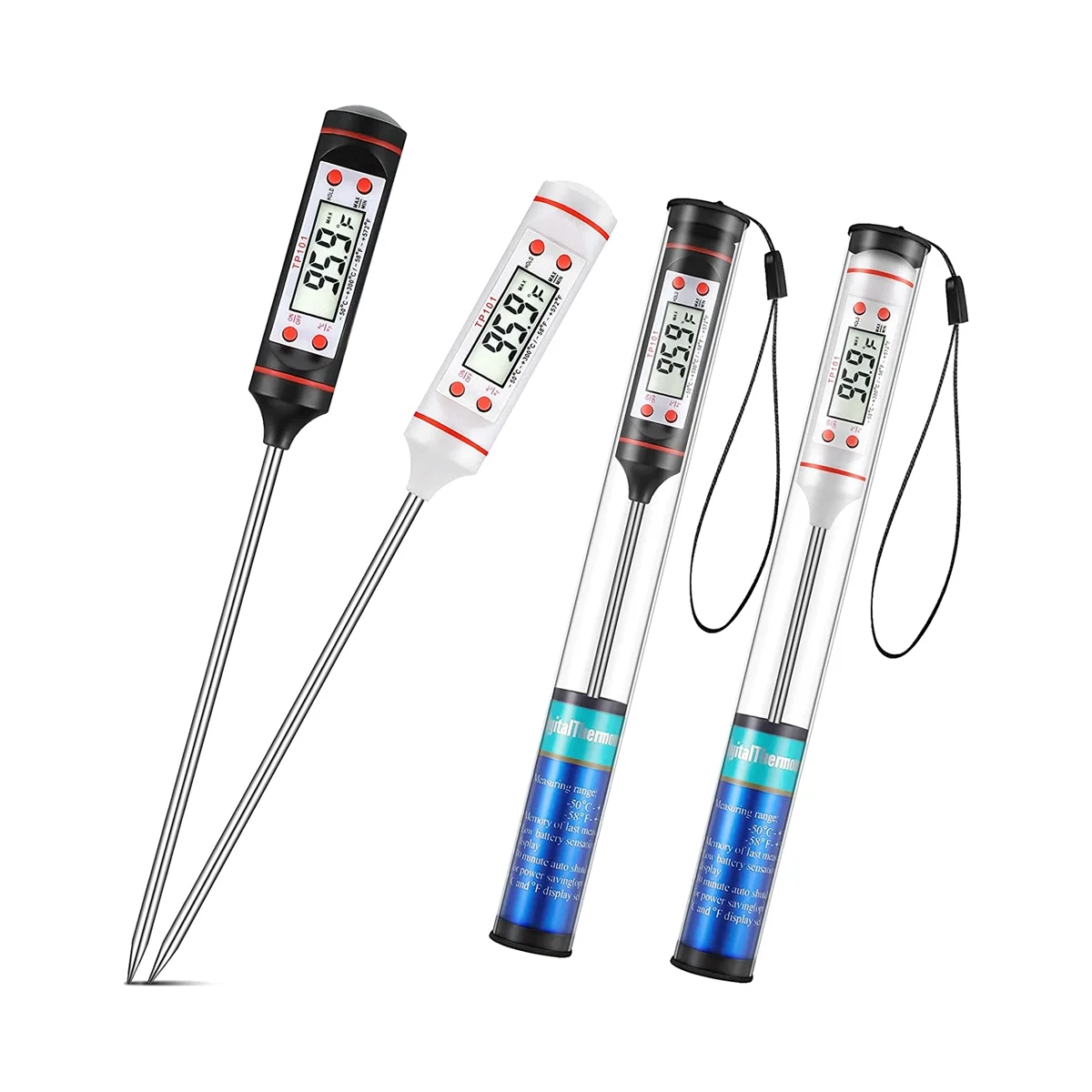 Kitchen Food Thermometer Waterproof Digital Immediate Read Meat Thermometer with Long Probe for Candle, Milk, Fry, Roast