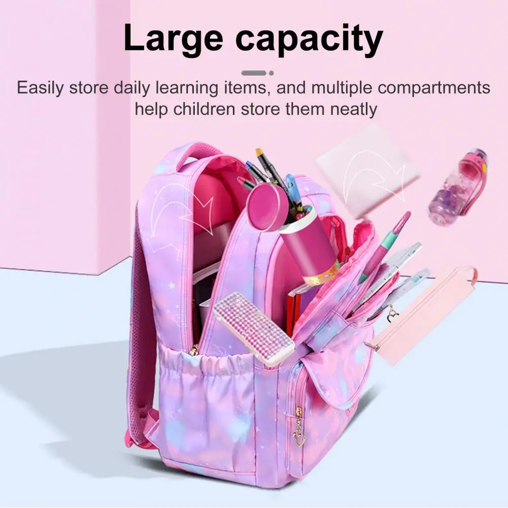 

Breathable Portable Handle Girls Pupils Children Travel Backpack Padded Strap Zipper Girls Schoolbag Students Supplies