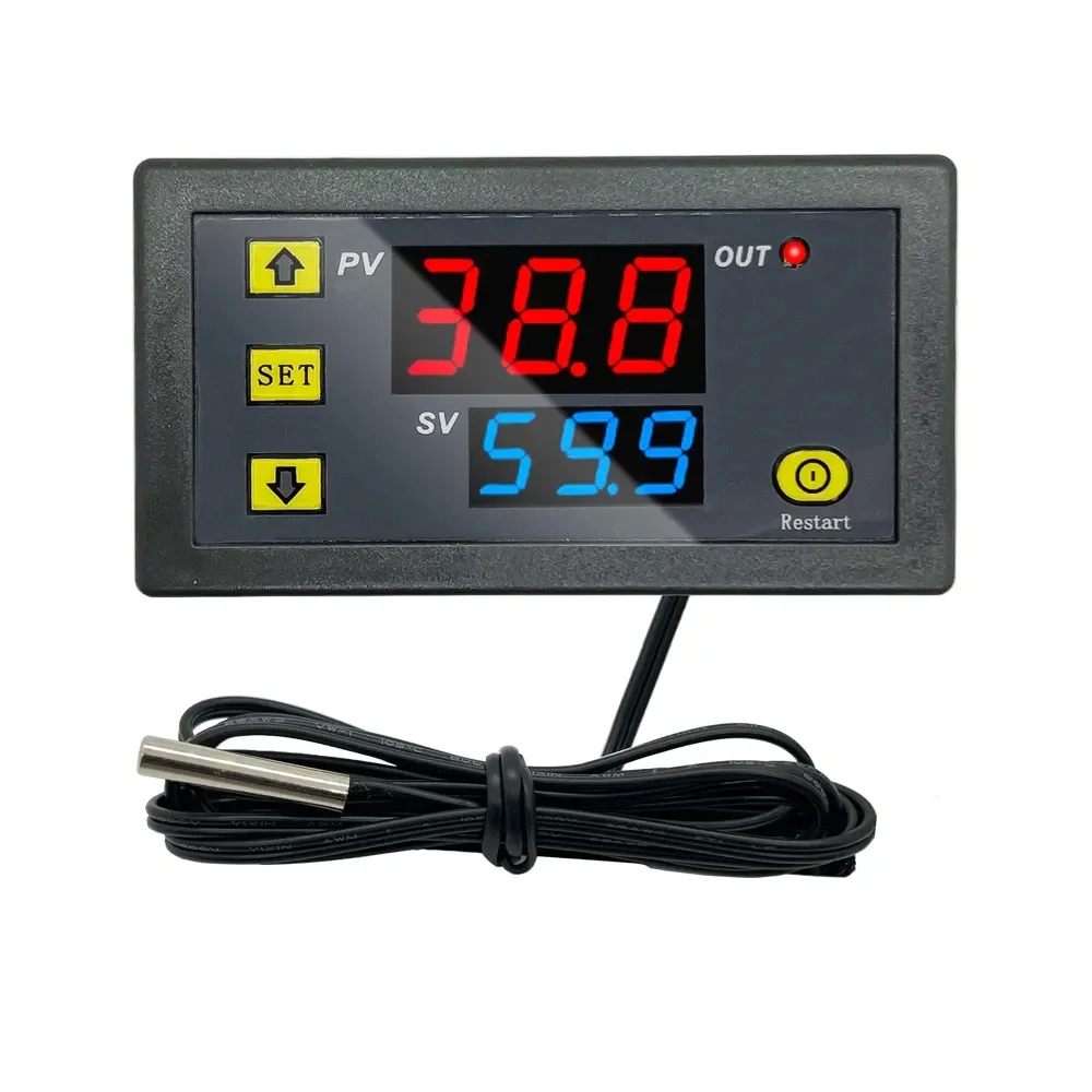 W3230 12V 24V AC110-220V Probe line 20A Digital Temperature Control LED Display Thermostat With Heat/Cooling Control Instrument