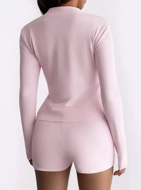 2025, Herbst/Winter, neue Damenmode, lässig, Yoga, Sport-Stil, Reißverschluss, Jacke, Shorts, Damenbekleidung