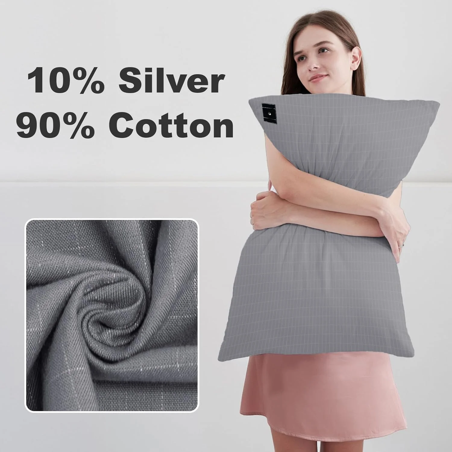 Picture 6: 2PCS Grounding Pillowcase with Grounding Cord, Soft and Comfortable Cotton Grounding Pillow Cover, Reduce Inflammation