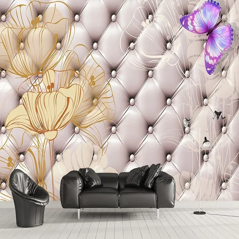 Custom Mural 3D Modern Minimalist Floral Soft Package Background Wall Wallpaper For Bedroom Walls Papel De Parede Home Décor Art