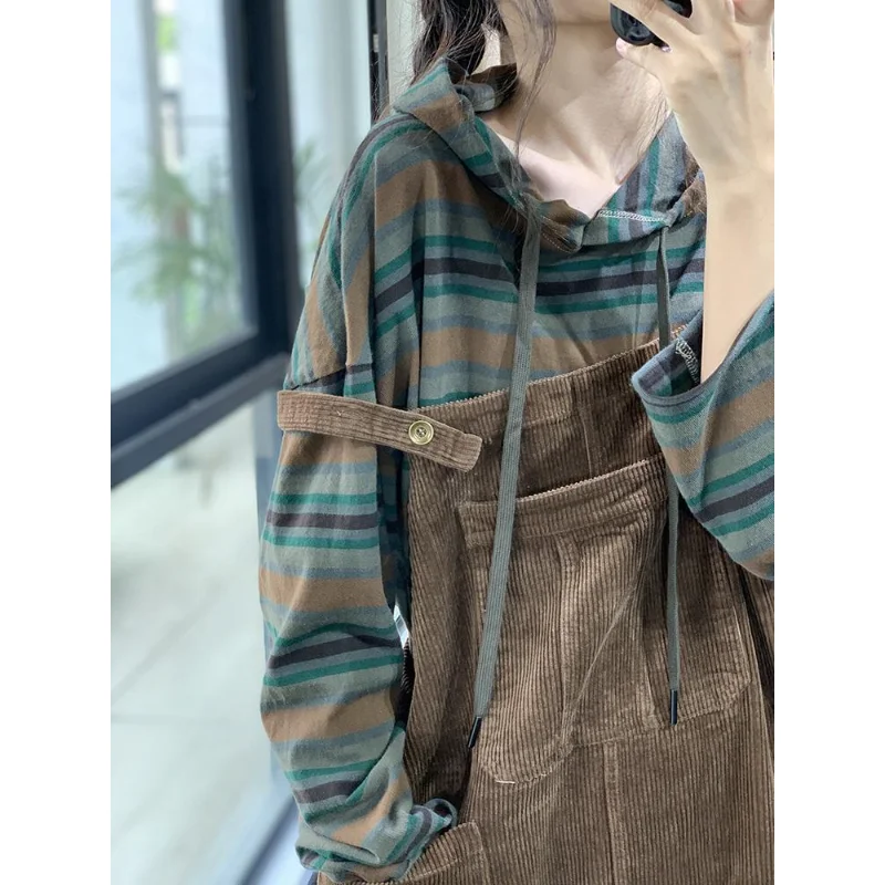 Casual Pants New Jumpsuit Suspenders Ancient Pants Autumn Pants Sports Leg Wide Corduroy Suspenders Versatile Fashion ZMZBCH