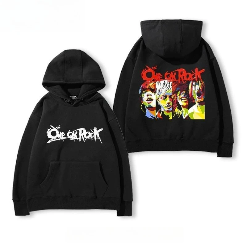 البلوزات الجديدة المريحة ذات القلنسوة كبيرة الحجم لكل من الرجال والنساء من الفرقة اليابانية Oneokrock للخريف والشتاء