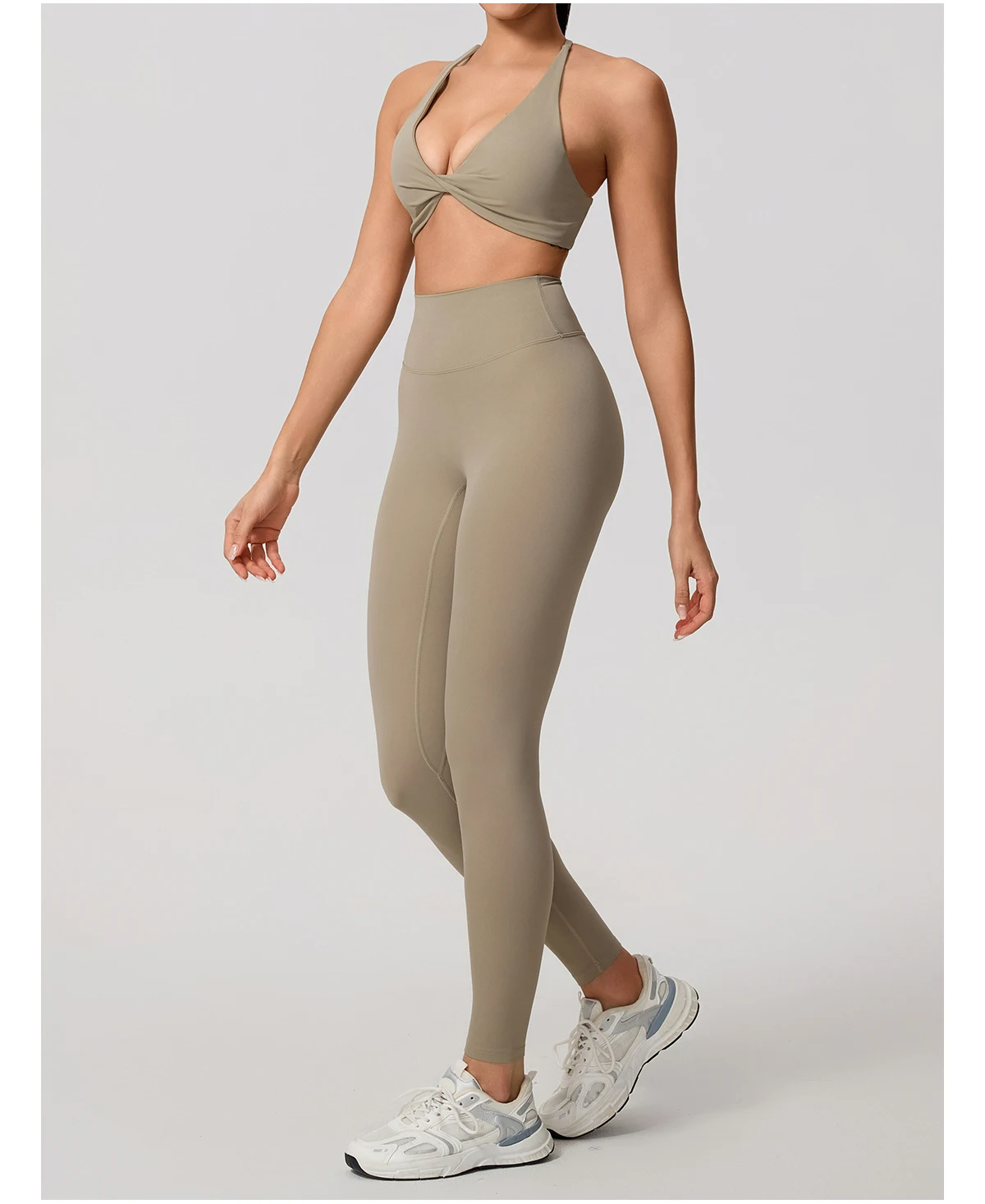 Hearuisavy Damen Workout-Set 2-teilig Sport-BH Hochtaillierte Leggings Rückenfreies Yoga-Top Fitness-Laufhose für Frauen – Detail 18