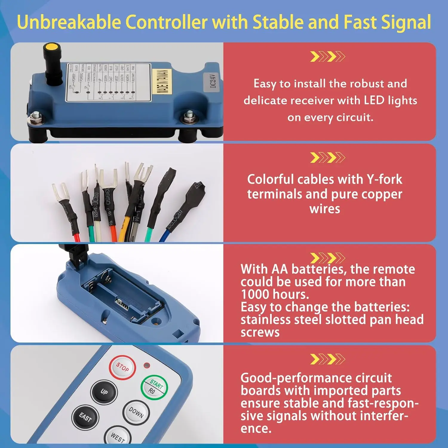 Saga-L8 Mini 6 buttons single speed Industrial Wireless Radio Crane Remote Control switches winches track Crane Controller lift