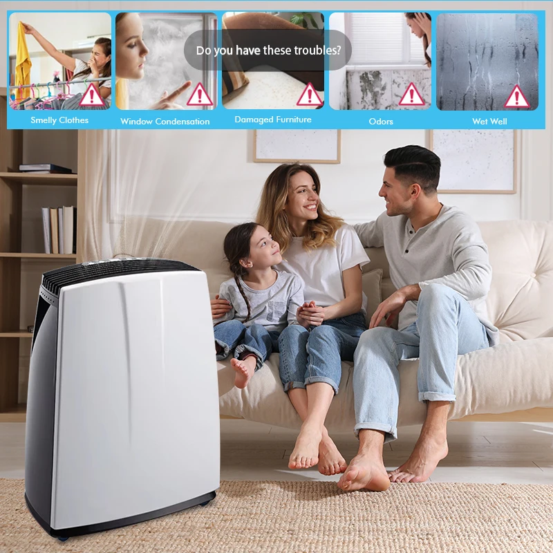Deshumidificador inteligente 50L/D, compresor, humidificador y deshumidificador 2 en 1, deshumidificador de uso doméstico, 220v, con purificador de aire para el hogar