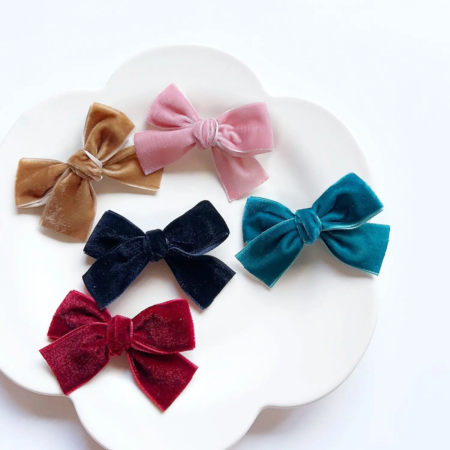 

55 PCS/Lot, Handmade Velvet Bow Hair Clips Kids Girls Hairpins Baby Headwear Hair Accessories