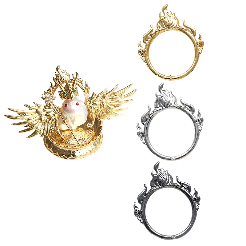 2 Pieces Brass Plated with Genuine Gold Devil Flame Backrest Pin DIY Jewelry Making Baroque Doll Clothing Accessory Materials