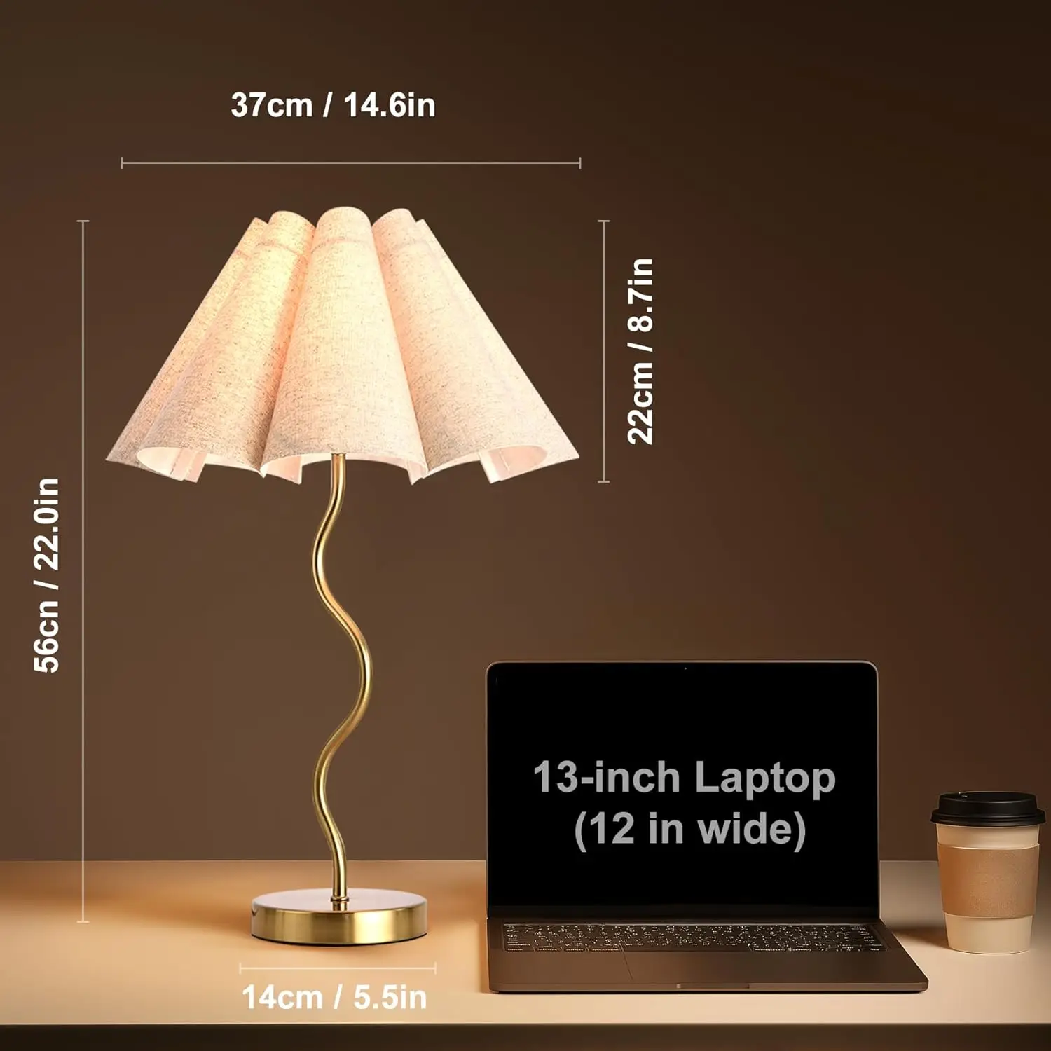 Modern Mini Desk Lamp with Umbrella Fabric Shade for Bedroom, Home Office Decor