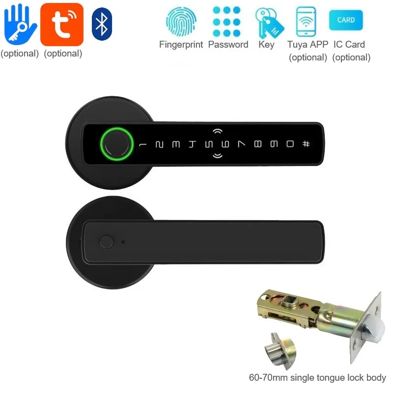 

Indoor Wooden Door Fingerprint Lock Tuya/TTlock Smart Lock Password Door Lock IC Card App Unlocks Electronic Ball Locks