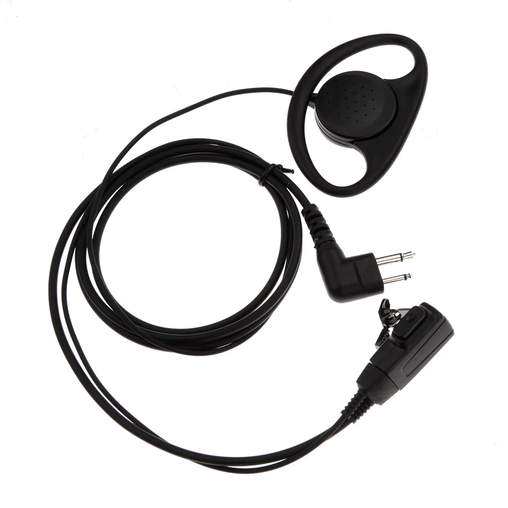 Headset Earpiece 2-pin dengan Mikrofon Bentuk D Earphone Walkie Talkie Aksesori Headset untuk Radio Motorola GP88 CT150 P040