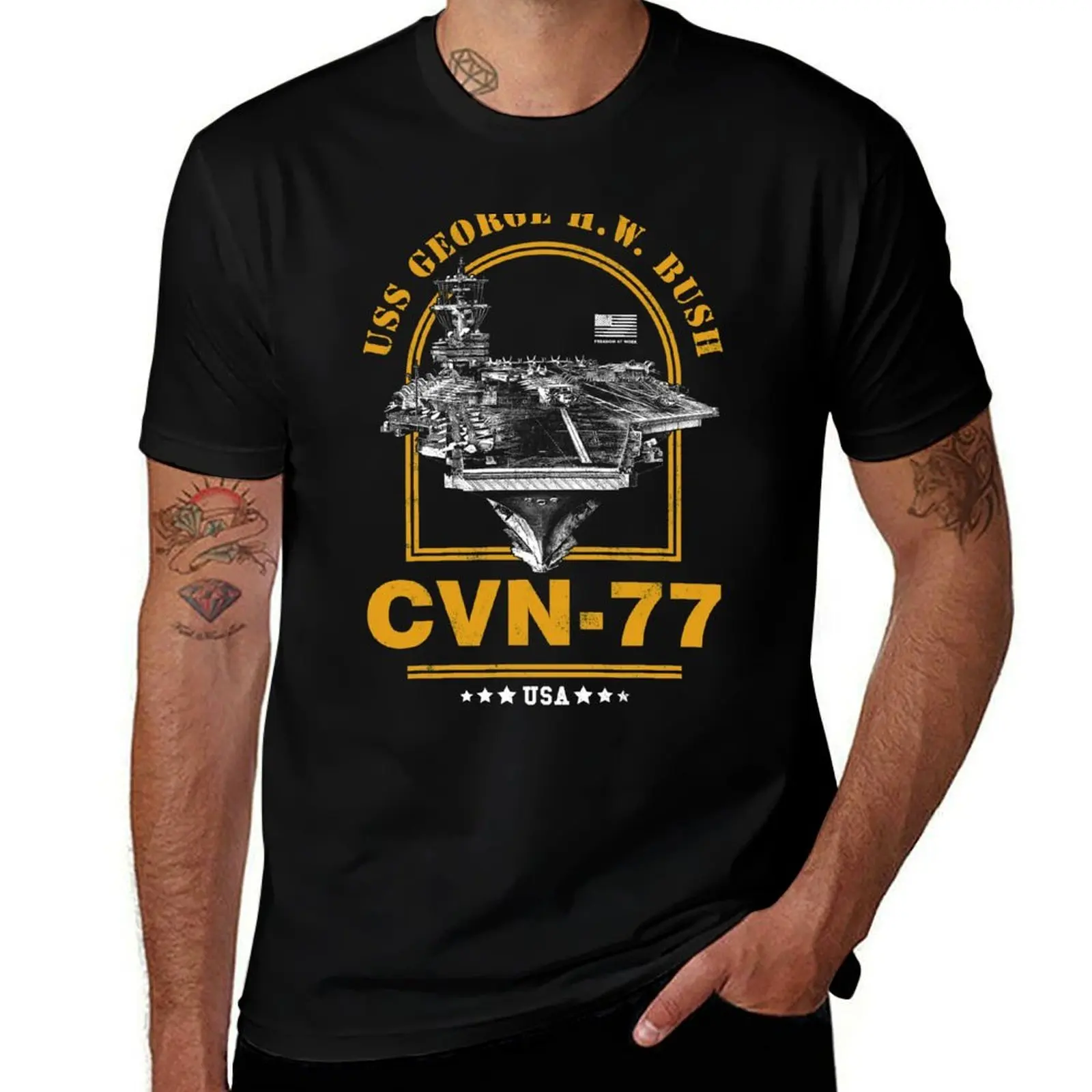 

CVN-77 USS George H.W. Bush T-Shirt korean fashion quick drying basketball graphic tees t shirt men