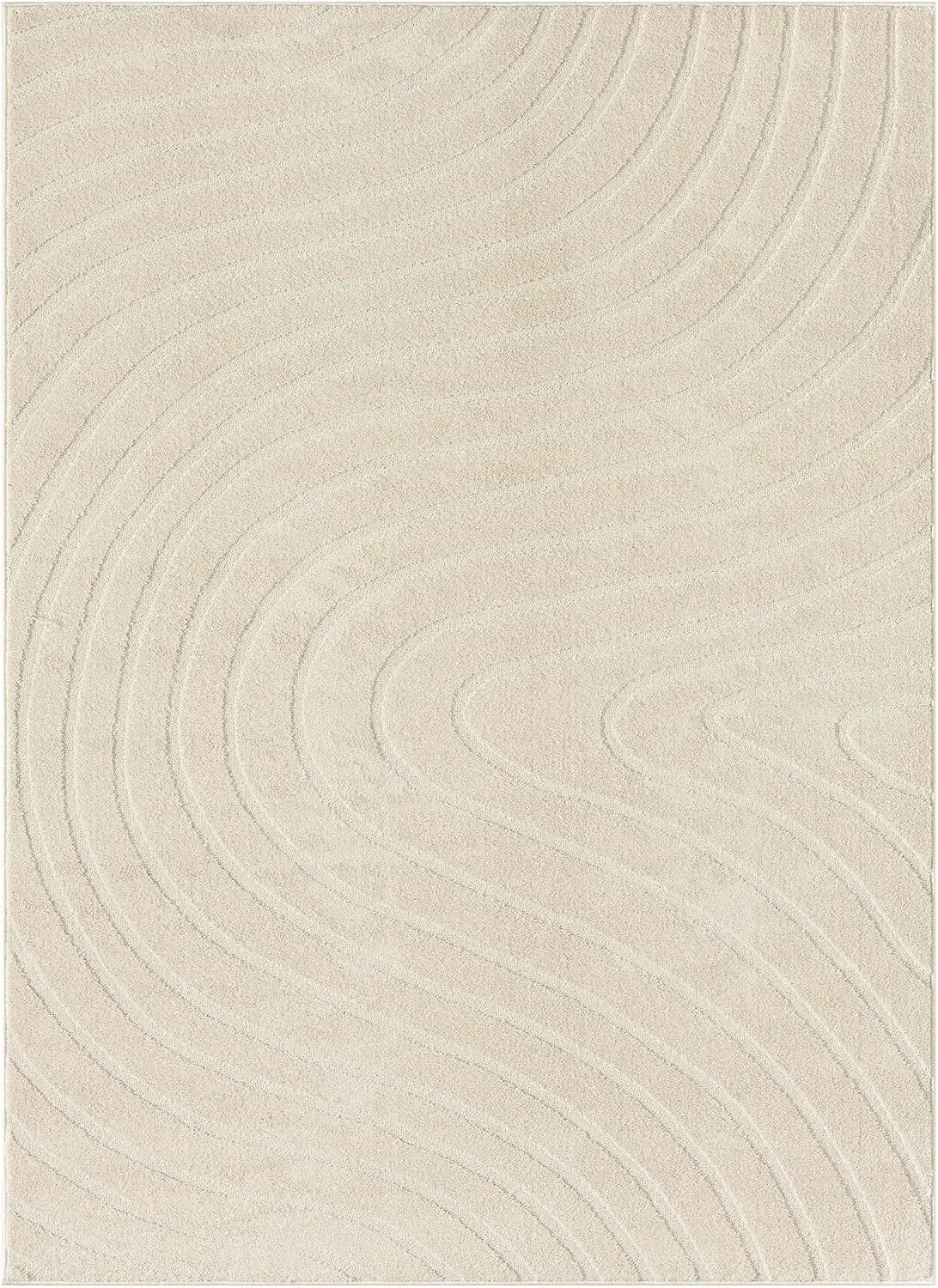 Modern Geometric Wave Cream 8x10 Area Rug