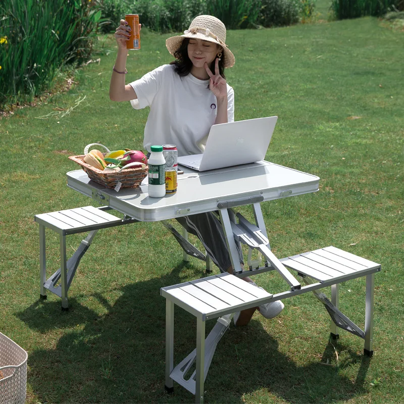 Conjunto de mesa e cadeira dobrável ao ar livre, Liga de alumínio, impermeável, ultraleve, durável, piquenique, mesa