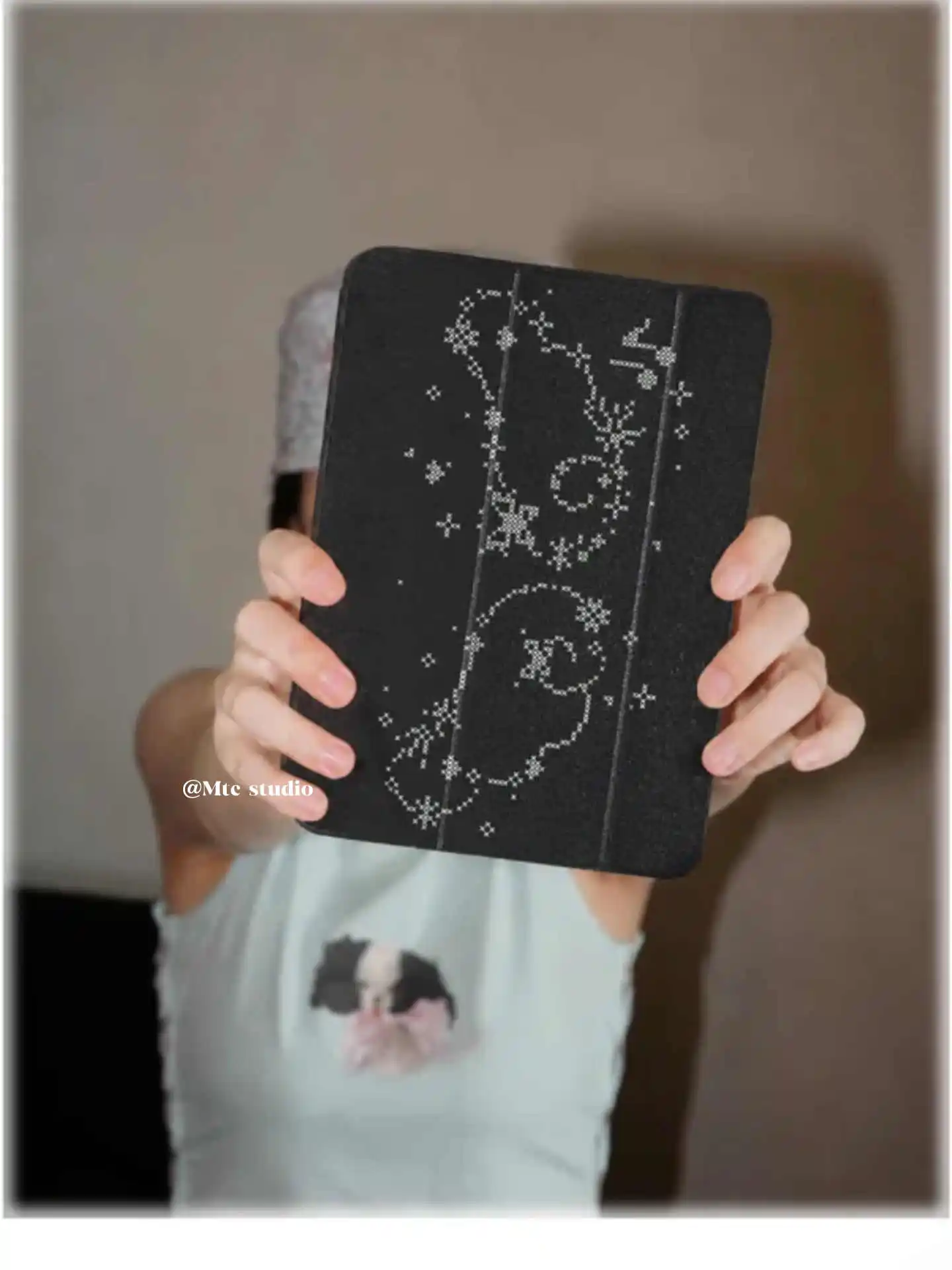 Korean Pixel Pink Lace BunTablet Cover For iPad 10th 11th 2025 7 8 9 10.2'' For Air 4 5 6 7 11 For Air 2 9.7 Pro 11 Mini