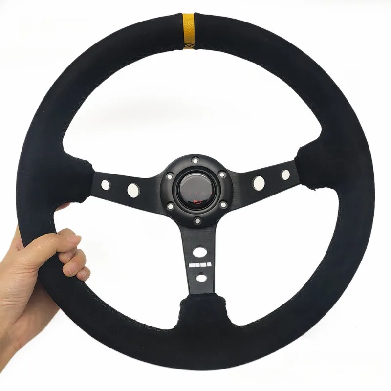 

14 Inch 350mm Suede Mo * Racing Sport Deep Concave Modified Universal Steering Wheel