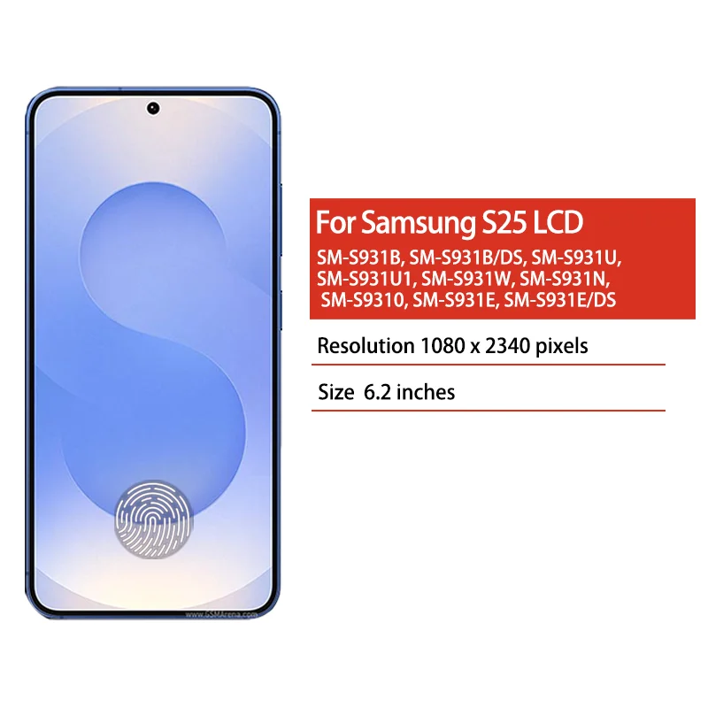Super AMOLED For Samsung S25 5G LCD Screen Digitizer Assembly with Frame SM-S931B/DS SM-S931B Display Replacement Part