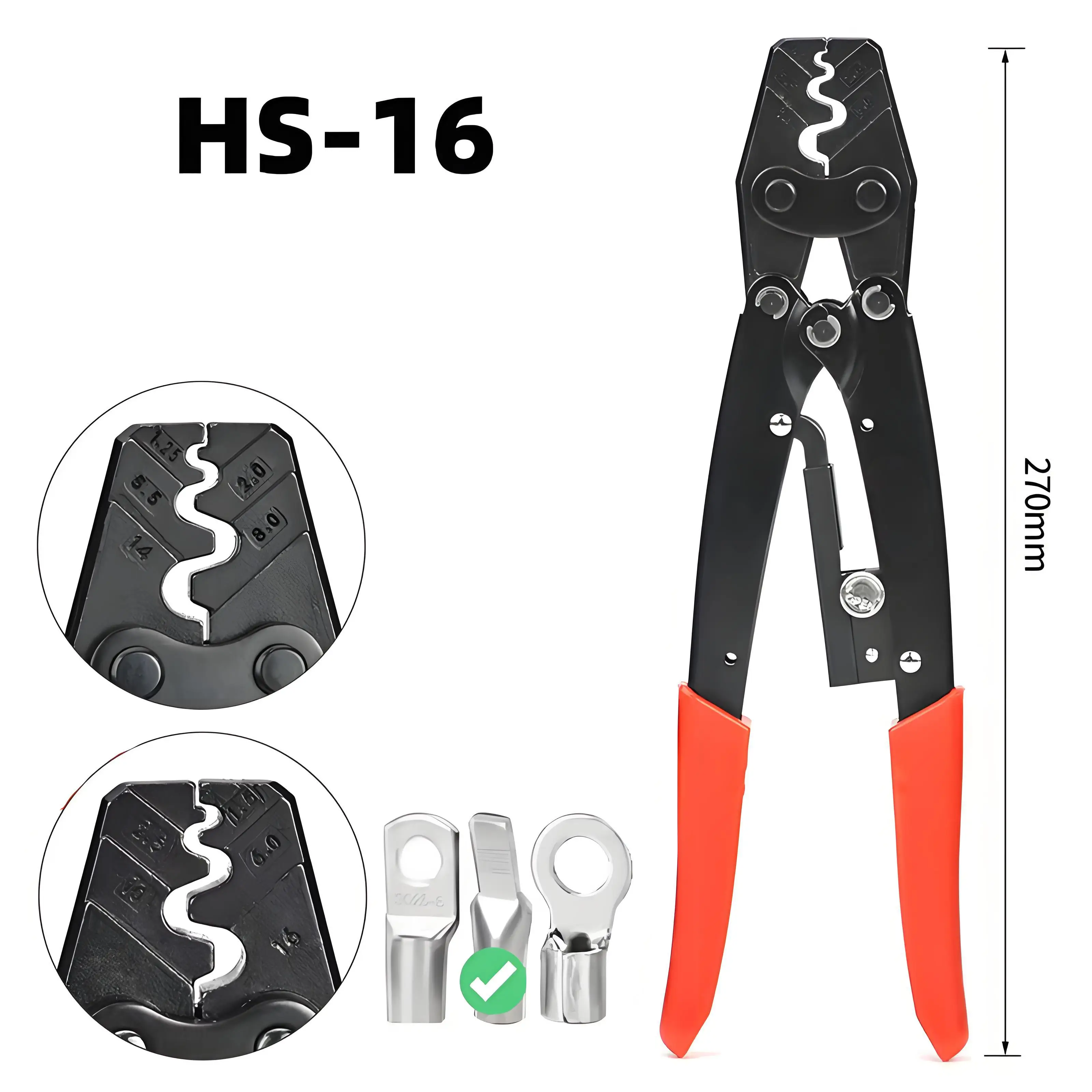 HS-16 Crimper Plier Ratcheting Bare Terminal Crimping Pliers OT UT Crimping Tool Electric Terminal 1.5-16mm2