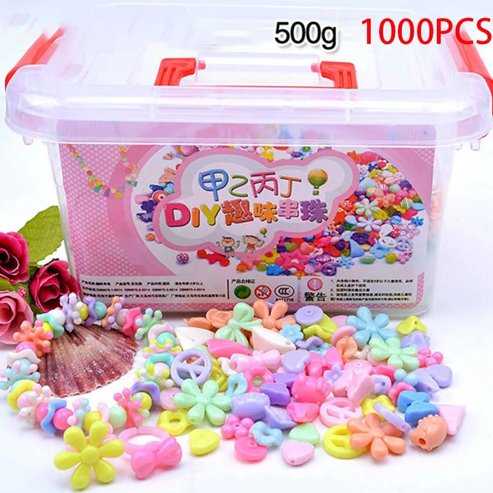 1000Pcs DIYทำด้วยมือลูกปัดของเล่นกับกล่องเก็บCreative Girlเครื่องประดับสร้อยข้อมือเครื่องประดับของเล่นเพื่อการศึกษาเด็กของขวัญ