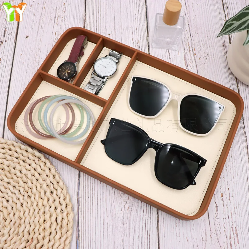 European style nightstand organizer tray entryway living room desktop key tray with compartment multifunctional storage tray