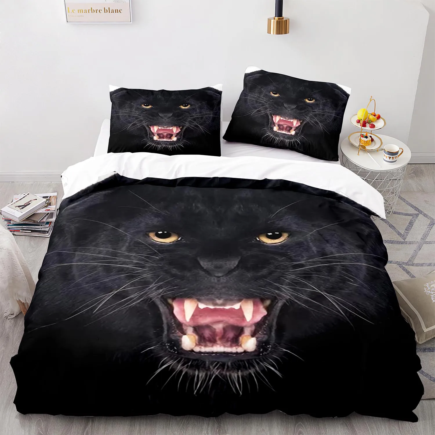 

Leopard Duvet Cover King Queen Size Black Panther Bedding Set for Teens Boys Men Cheetah Quilt Cover Wild Animal Comforter Cover