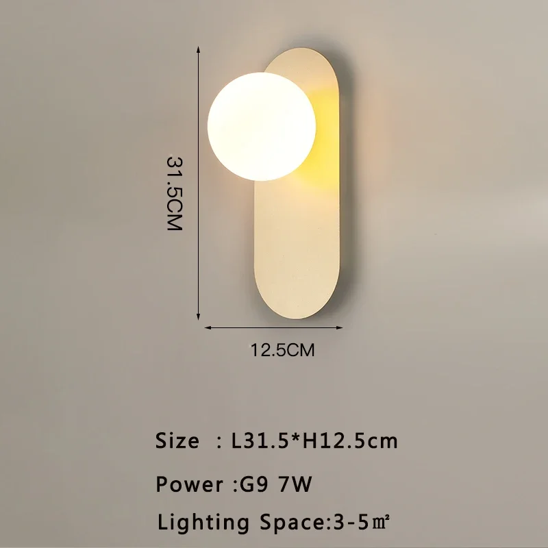 Lampes murales LED boule de verre d'intérieur de chevet avec ampoule pour chambre salon appliques mu